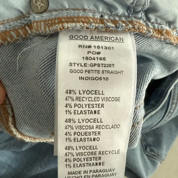 Good American Petite Straight Distressed Jeans - Picture 4 of 4